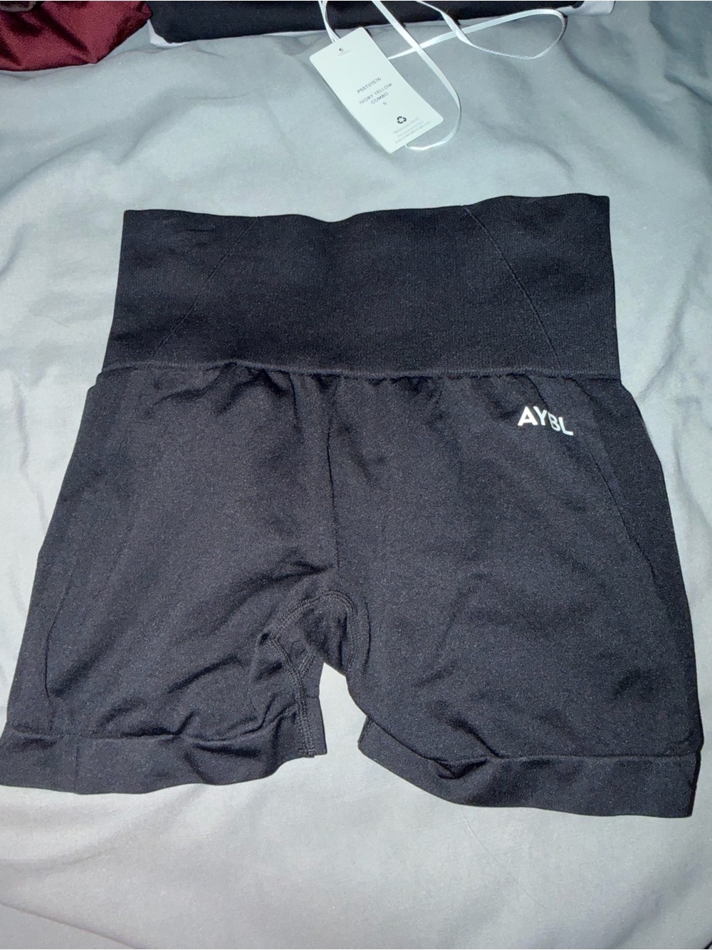 AYBL Black High-Waist Bike Shorts with Logo